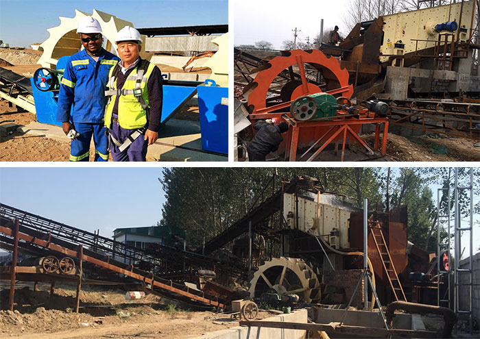 河沙洗砂機洗沙現場，帶噴淋裝置-減少揚塵，綠色環(huán)保