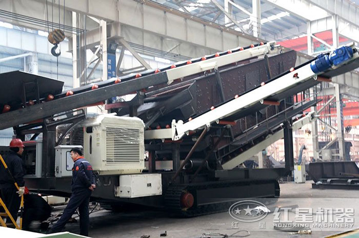 移動(dòng)石子破碎機(jī)加工車間 移動(dòng)石子破碎機(jī)加工車間