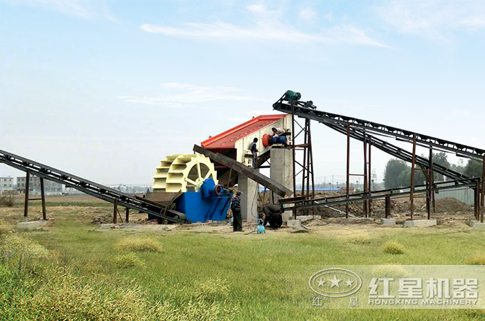 水洗沙生產(chǎn)線(xiàn)加工現(xiàn)場(chǎng)